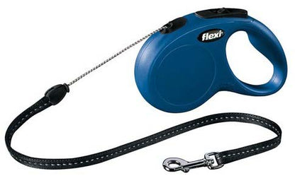 FLEXI Lesa retractabila NEW CLASSIC, cu fir rotund 5m/pana la 12kg, Albastru