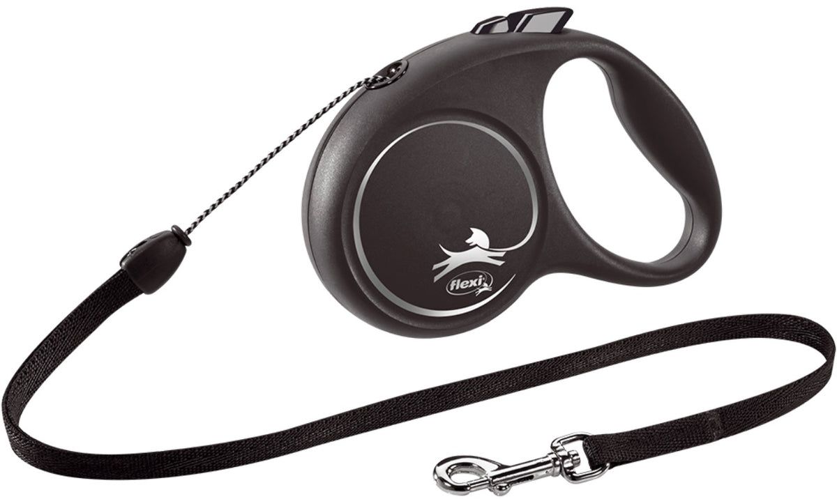 FLEXI Lesă retractabilă BLACK DESIGN cu fir rotund - Maxi-Pet.ro