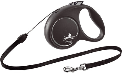FLEXI Lesă retractabilă BLACK DESIGN cu fir rotund - Maxi-Pet.ro