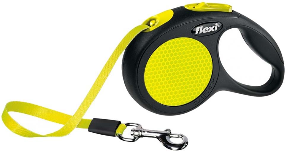 FLEXI Lesa retractabila NEW NEON XS cu banda 3m/pana la 12kg, Negru