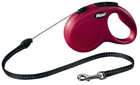 FLEXI Lesa retractabila NEW CLASSIC, cu fir rotund 5m/pana la 12kg, Rosu