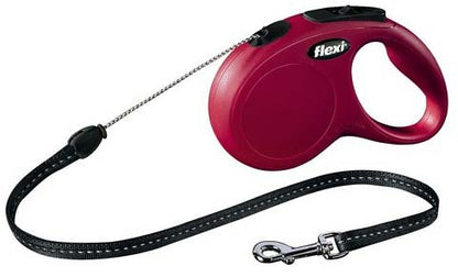 FLEXI Lesa retractabila NEW CLASSIC, cu fir rotund 5m/pana la 12kg, Rosu