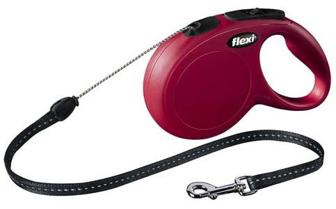 FLEXI Lesa retractabila NEW CLASSIC, cu fir rotund 8m/pana la 12kg, Rosu 