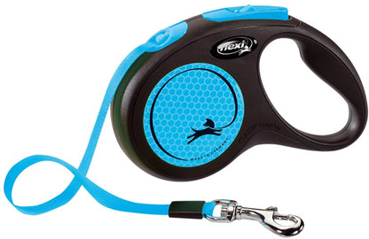 FLEXI Lesa retractabila NEW NEON S cu banda 5m/pana la 15kg, Albastru