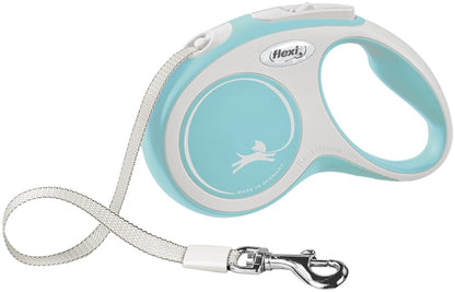 FLEXI Lesa retractabila NEW COMFORT S cu banda 5m/pana la 15kg, Albastru deschis