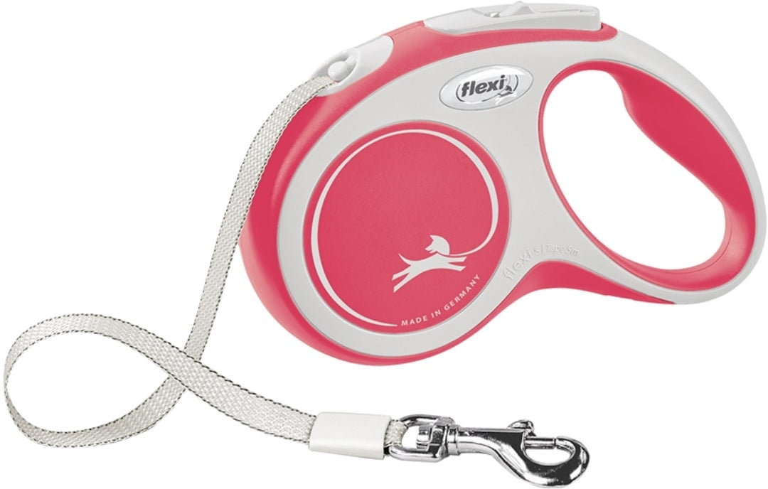 FLEXI Lesa retractabila NEW COMFORT S cu banda 5m/pana la 15kg, Rosu