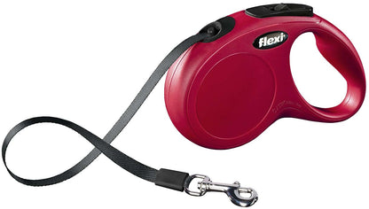 FLEXI Lesa retractabila NEW CLASSIC, cu banda, S, 5m/pana la 15kg, Rosu