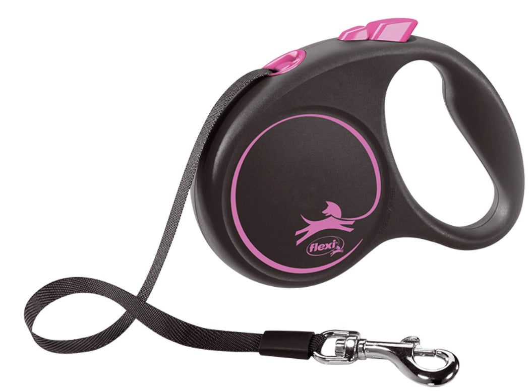 FLEXI Lesă retractabilă BLACK DESIGN cu bandă - Maxi-Pet.ro