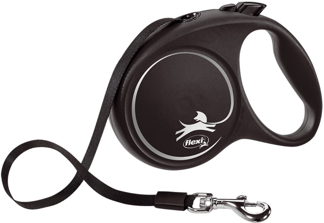 FLEXI Lesa retractabila BLACK DESIGN M cu fir rotund 5m/pana la 20kg, Albastru