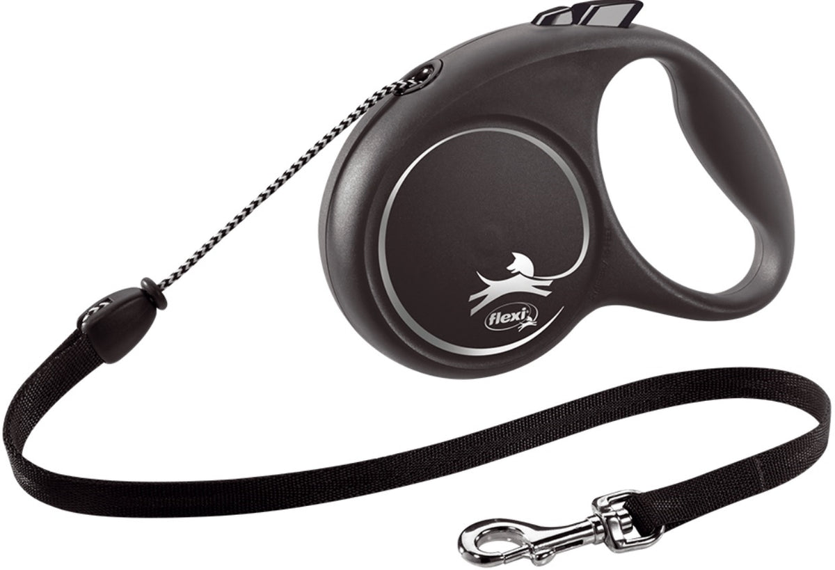 FLEXI Lesă retractabilă BLACK DESIGN cu fir rotund - Maxi-Pet.ro