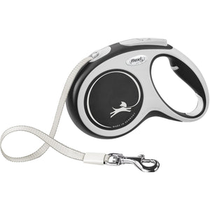 FLEXI Lesa retractabila NEW COMFORT M cu banda 5m/pana la 25kg, Negru