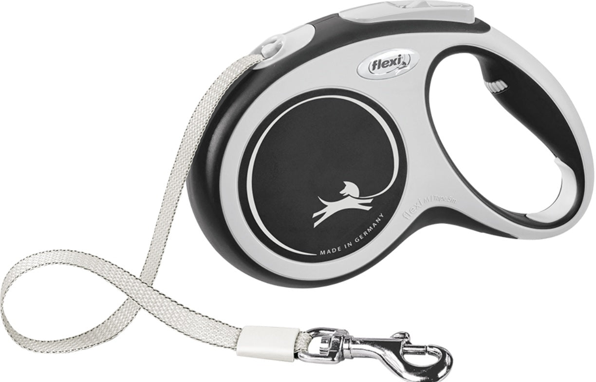 FLEXI Lesa retractabila NEW COMFORT M cu banda 5m/pana la 25kg, Negru
