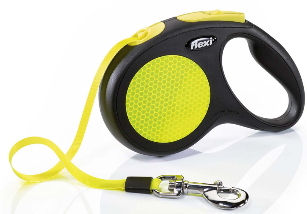 FLEXI Lesa retractabila NEW NEON M cu banda 5m/pana la 25kg, Negru