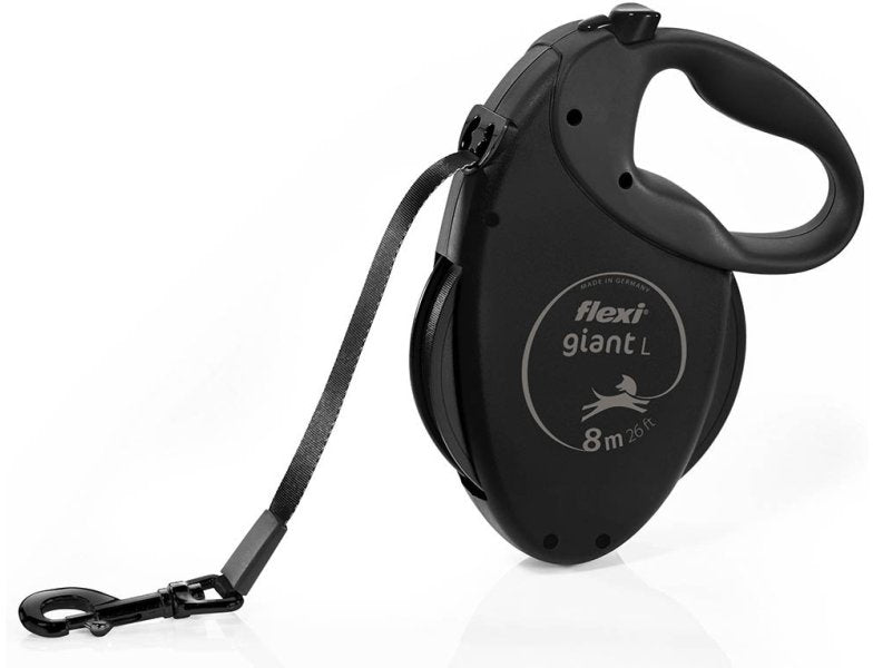 FLEXI Lesa retractabila GIANT L cu banda 8m/pana la 50kg, Negru, Ed.Special