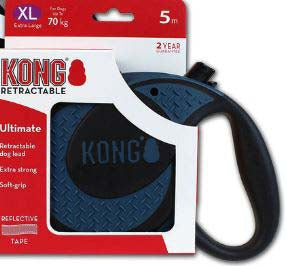 KONG Lesa retractabila Ultimate, cu banda, XL, 5m/pana la 70kg, Albastru