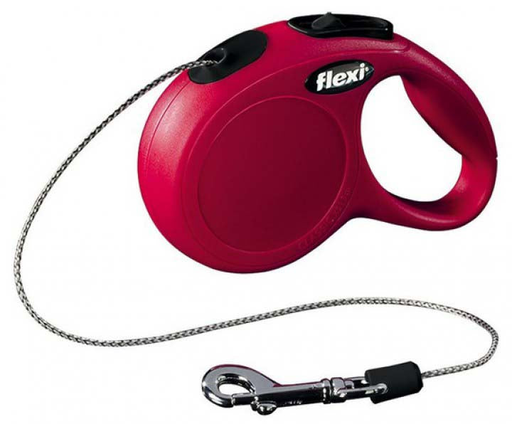 FLEXI Lesa retractabila NEW CLASSIC, cu fir rotund 3m/pana la 8kg, Rosu