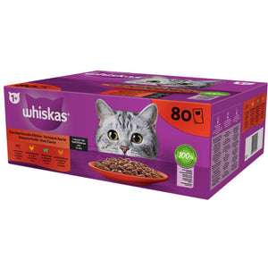 WHISKAS Classic Mix plicuri pisici Adulte, cu Miel/Vita/Pui/Pasare in sos 80x85g