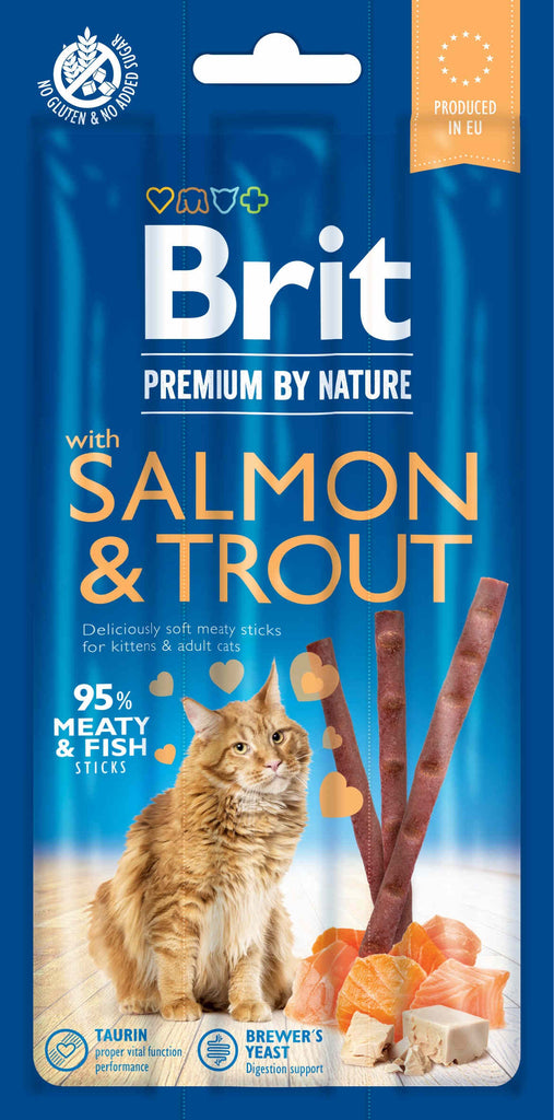 BRIT Premium by Nature Sticks, recompense pentru pisici, Somon/Păstrăv 3buc, 15g - Maxi-Pet.ro