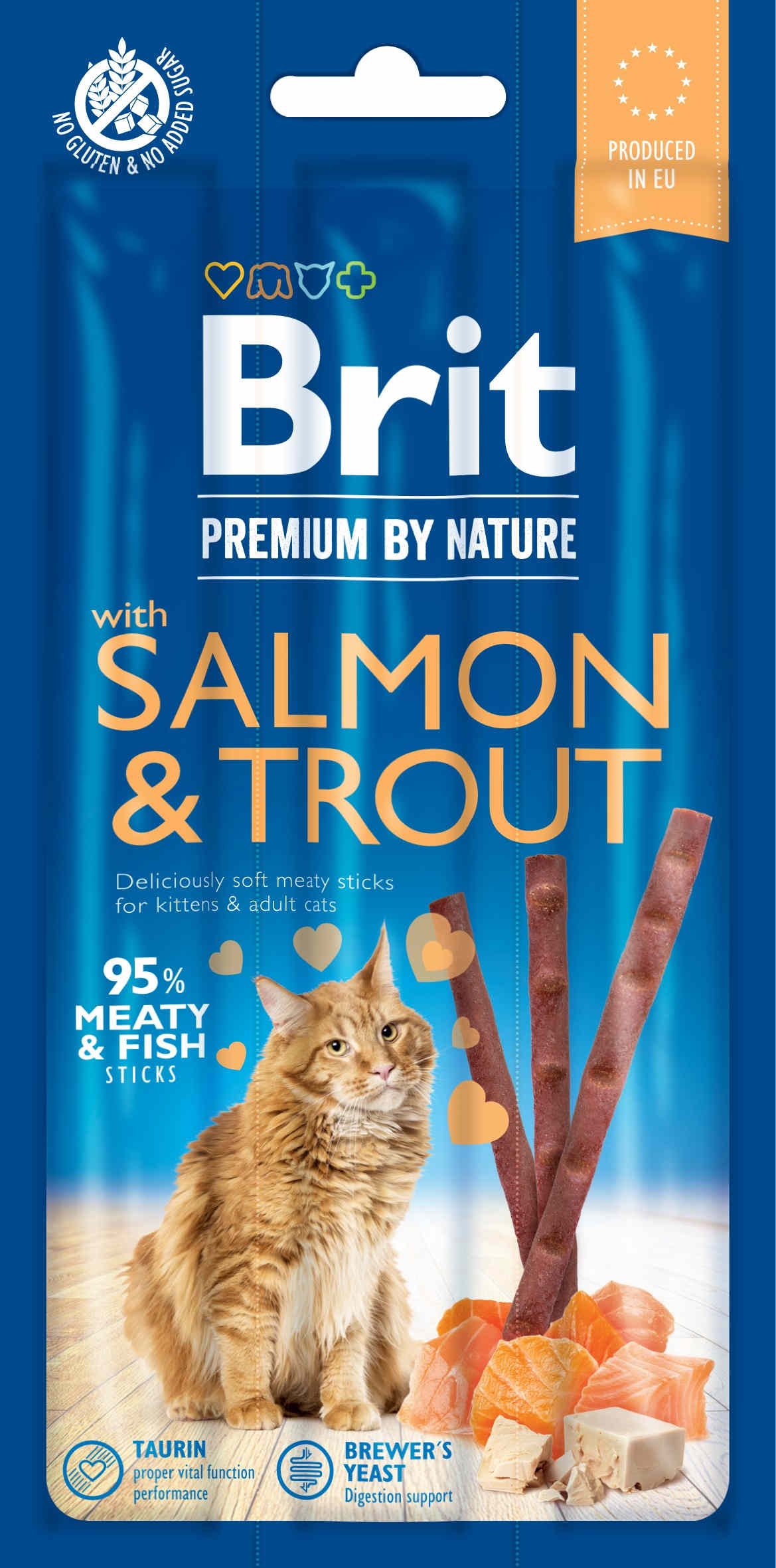 BRIT Premium by Nature Sticks, recompense pentru pisici, Somon/Pastrav 3buc, 15g