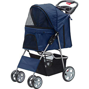 PAWISE Carucior pentru animale de companie, cu 4 roti, Albastru, 68x46x100cm