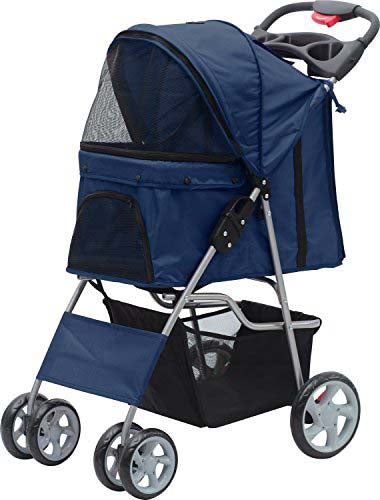 PAWISE Carucior pentru animale de companie, cu 4 roti, Albastru, 68x46x100cm