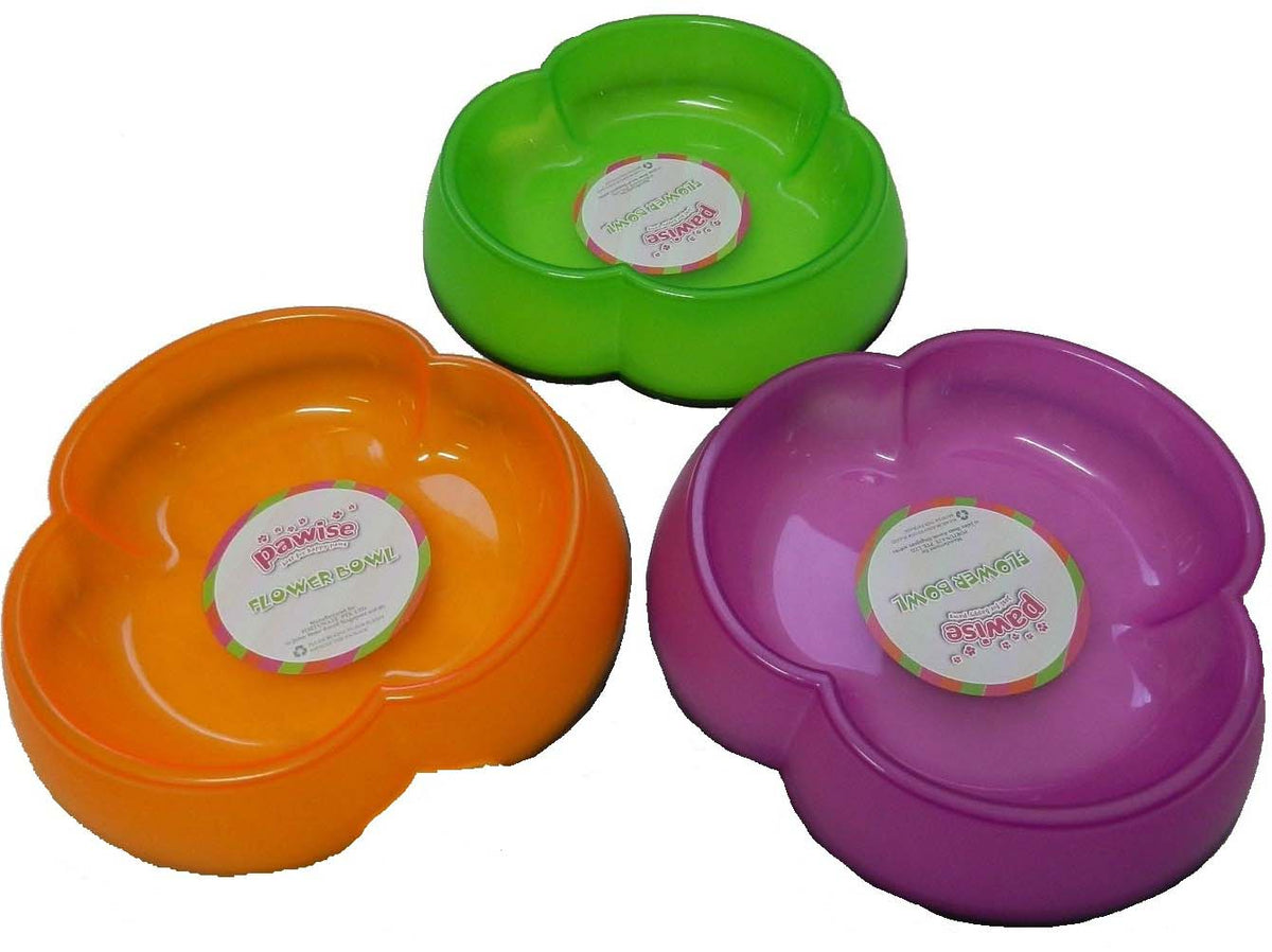PAWISE Castron pentru pisici Floare, plastic, 200ml, diverse culori, 16x16x4cm