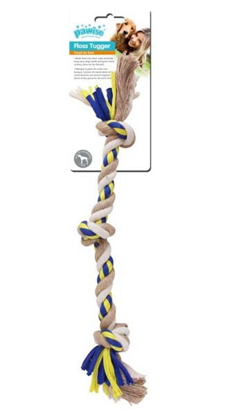 PAWISE Jucarie pentru caini Floss Tugger, os din bumbac, 3 noduri 47cm