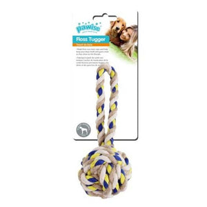 PAWISE Jucarie pentru caini Floss Tugger Minge cu maner din bumbac, 23cm