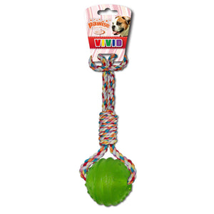 PAWISE Jucarie pentru caini Minge cauciuc TPR, maner sfoara, div.culori, 34cm