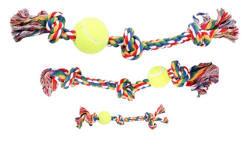 PAWISE Jucarie pentru caini Minge Tenis cu franghie, 3 noduri 