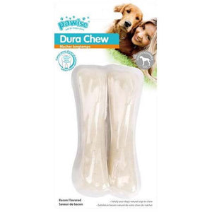 PAWISE Jucarie pentru caini Os din plastic, cu aroma de Bacon 2 buc