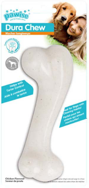 PAWISE Jucarie pentru caini Os din plastic, cu aroma de Pui 15,5cm, 1 buc