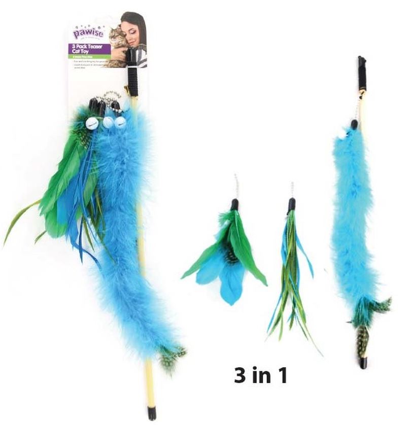 PAWISE Jucarie pentru pisici Bagheta, 3 in 1, 47cm