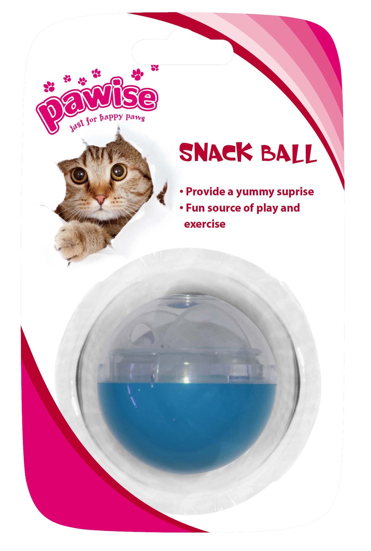 PAWISE Jucarie pentru pisici Minge cu recompense, diverse culori 5cm