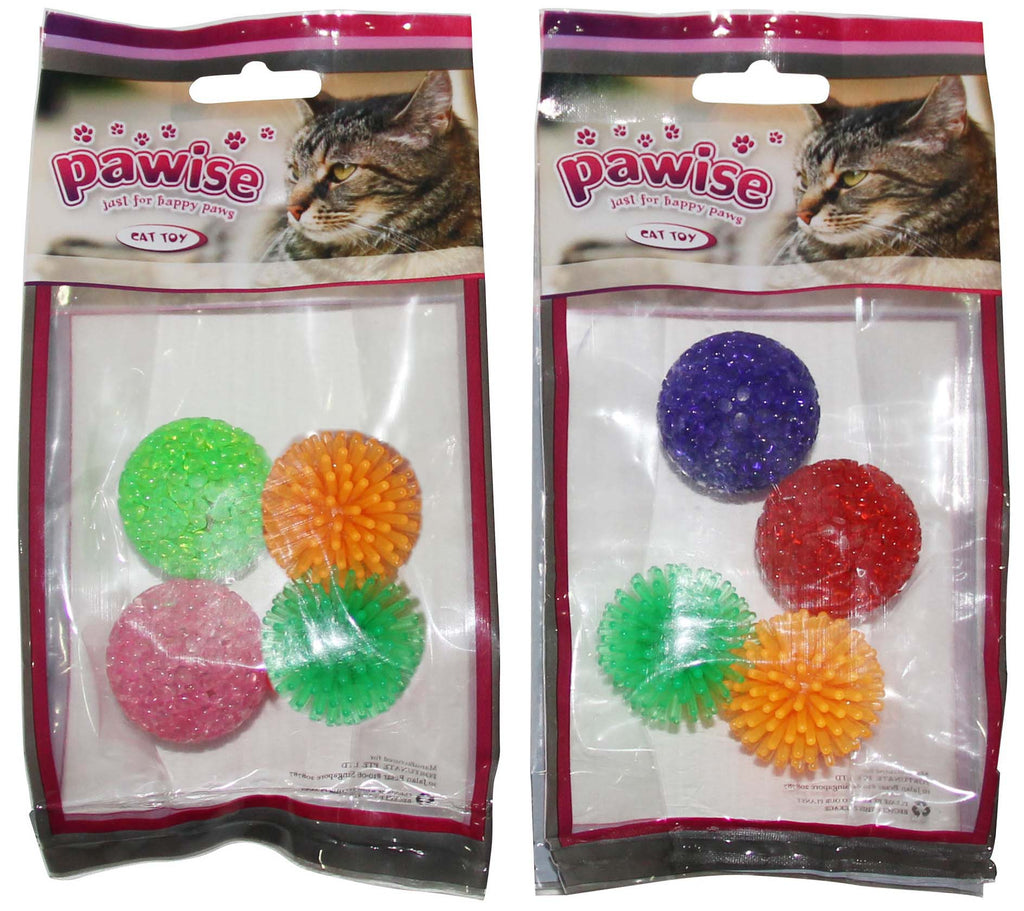 PAWISE Jucarie pentru pisici Mingi stralucitoare, diverse culori,20x10x4cm, 4buc