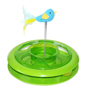PAWISE Jucarie pentru pisici Sens Giratoriu cu Pasare pe arc,diverse culori,26cm