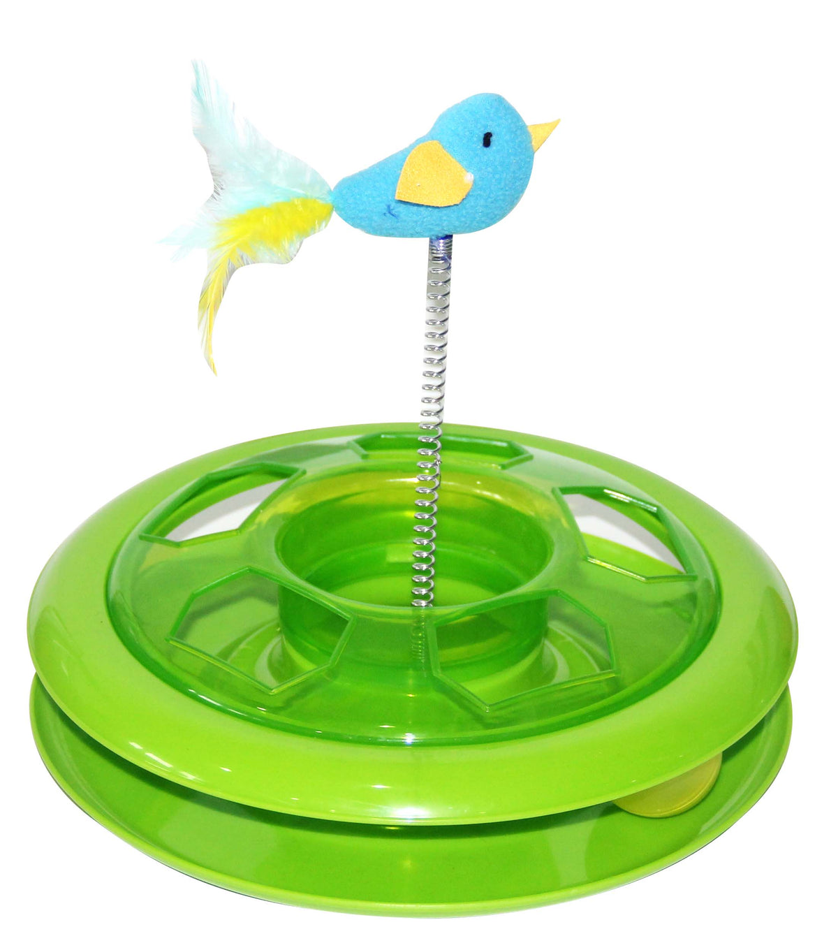 PAWISE Jucarie pentru pisici Sens Giratoriu cu Pasare pe arc,diverse culori,26cm