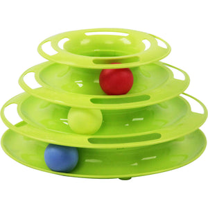 PAWISE Jucarie pentru pisici Track Tower, Verde, 23x23x4cm
