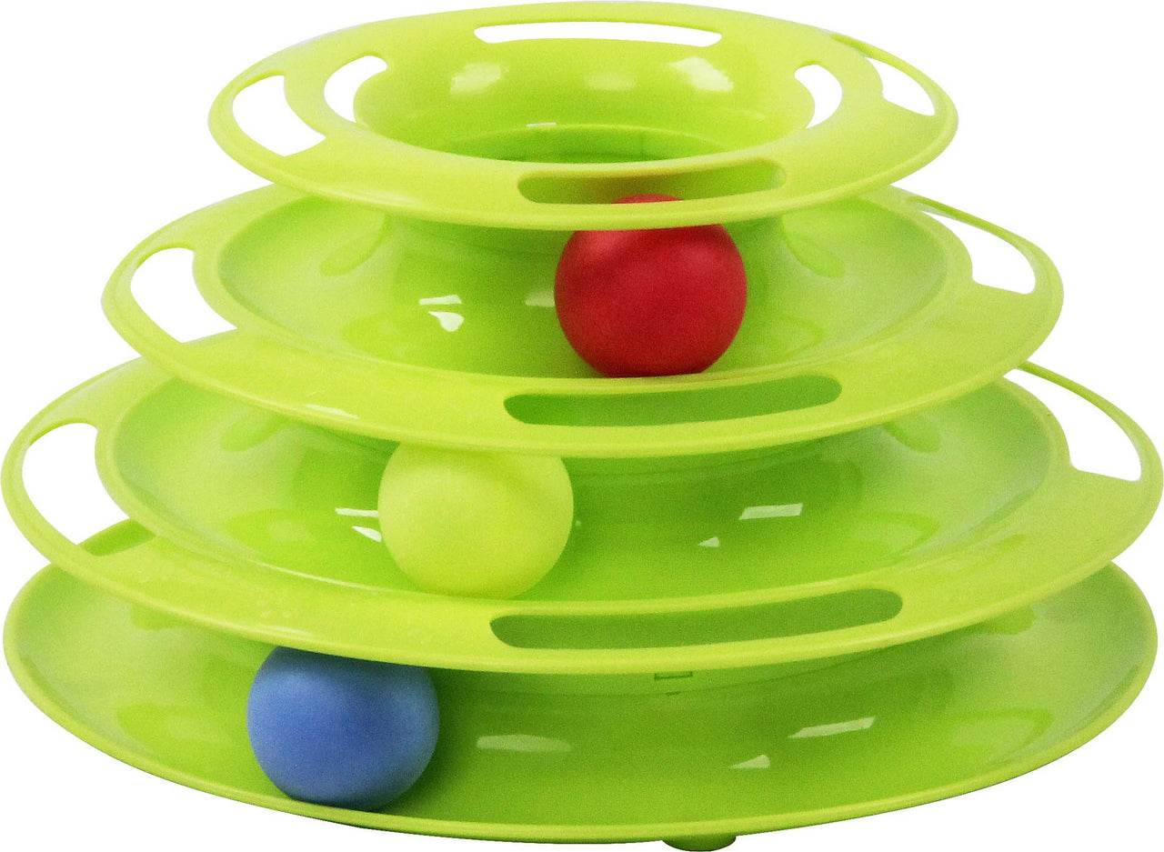 PAWISE Jucarie pentru pisici Track Tower, Verde, 23x23x4cm