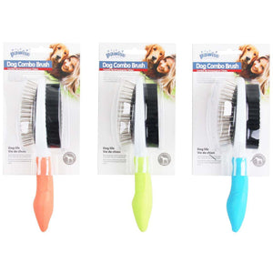 PAWISE Perie dubla mare cu peri de fier si de plastic, diverse culori 23,5x6,5cm
