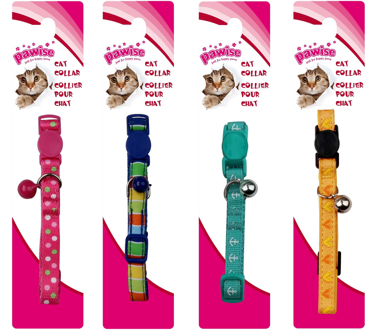 PAWISE Zgarda pentru pisici, cu clopotel, diverse modele si culori 30cm