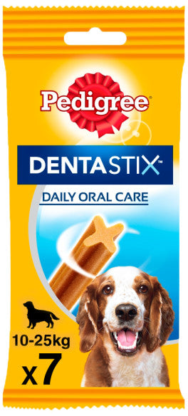 PEDIGREE Delicii pentru caini DentaStix Talie Medie (10-25kg), Mono, 7buc, 180g