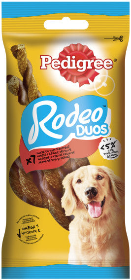 PEDIGREE Delicii pentru caini Rodeo Duos, cu  Vita si branza 123g