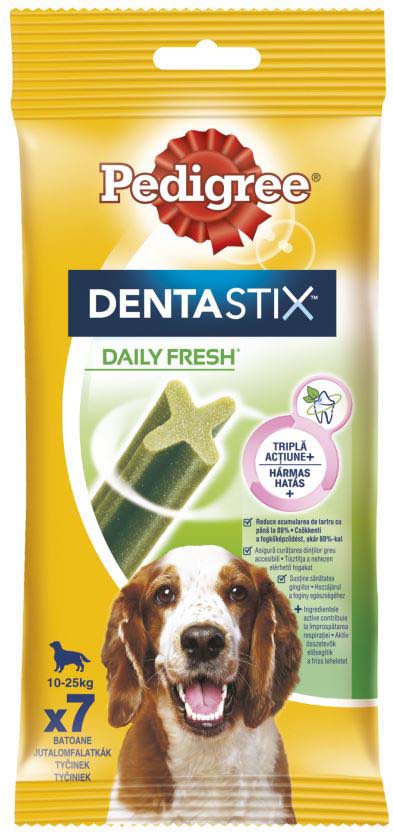 PEDIGREE Delicii pt. caini DentaStix Fresh Talie Medie (10-25kg), 7 buc, 180g