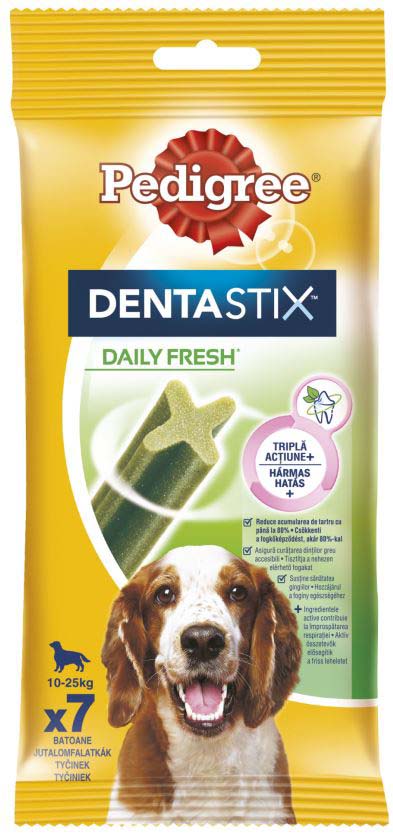 PEDIGREE Delicii pt. câini DentaStix Fresh Talie Medie (10-25kg), 7 buc, 180g - Maxi-Pet.ro