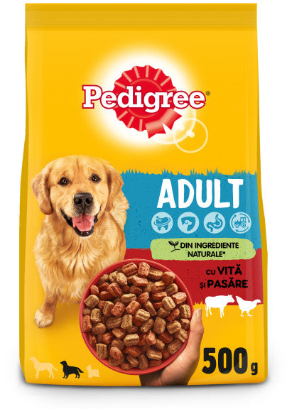 PEDIGREE Hrana uscata pentru caini Adult, cu Vita si Pasare 500g