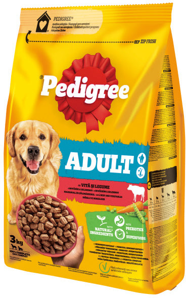 PEDIGREE Hrana uscata pentru caini adulti, cu Vita si Legume 3kg
