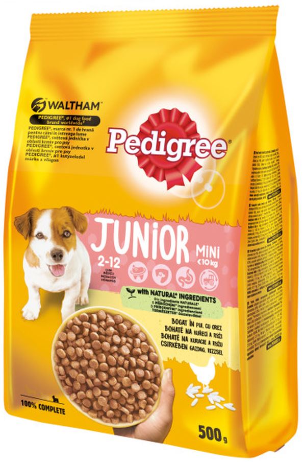 PEDIGREE Hrana uscata pentru catei JUNIOR Mini, cu Pui si Orez 500g