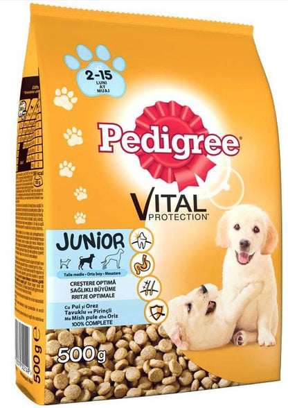 PEDIGREE Hrana uscata pentru catei JUNIOR Talie Medie, cu Pui si Orez