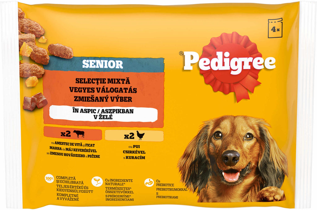 PEDIGREE Mix Plicuri hrana umeda in jeleu cu Vita si Pui 4x100g